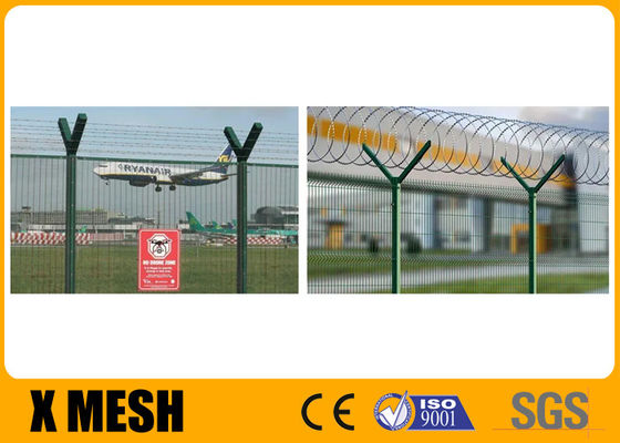 Hàng rào lưới kim loại 3D V có độ bảo mật cao được phủ bột màu xanh lá cây cho các sân bay