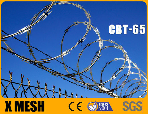 CBT 65 Loại dây Concertina với vật liệu SUS 304 Độ dày 0,5mm Cho hàng rào an ninh