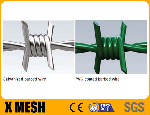 Green PVC phủ Barb Wire 1.5cm Barb Length Standard Twist Type 1200MPa